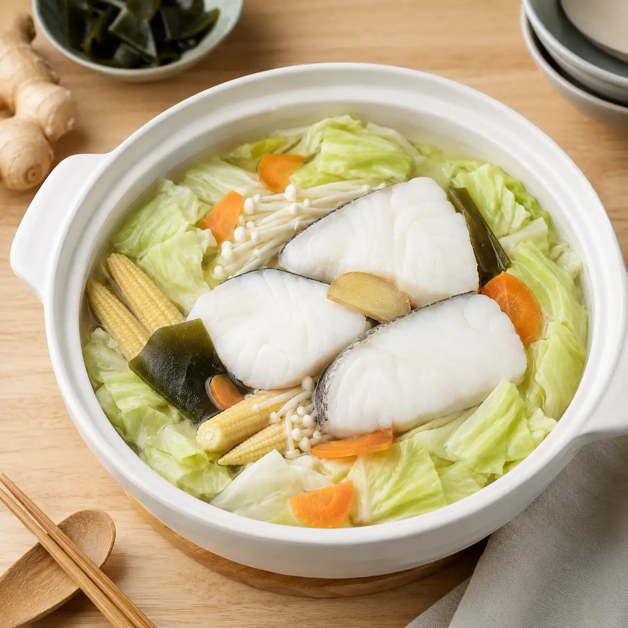 昆布鱈魚高麗菜疊煮鍋