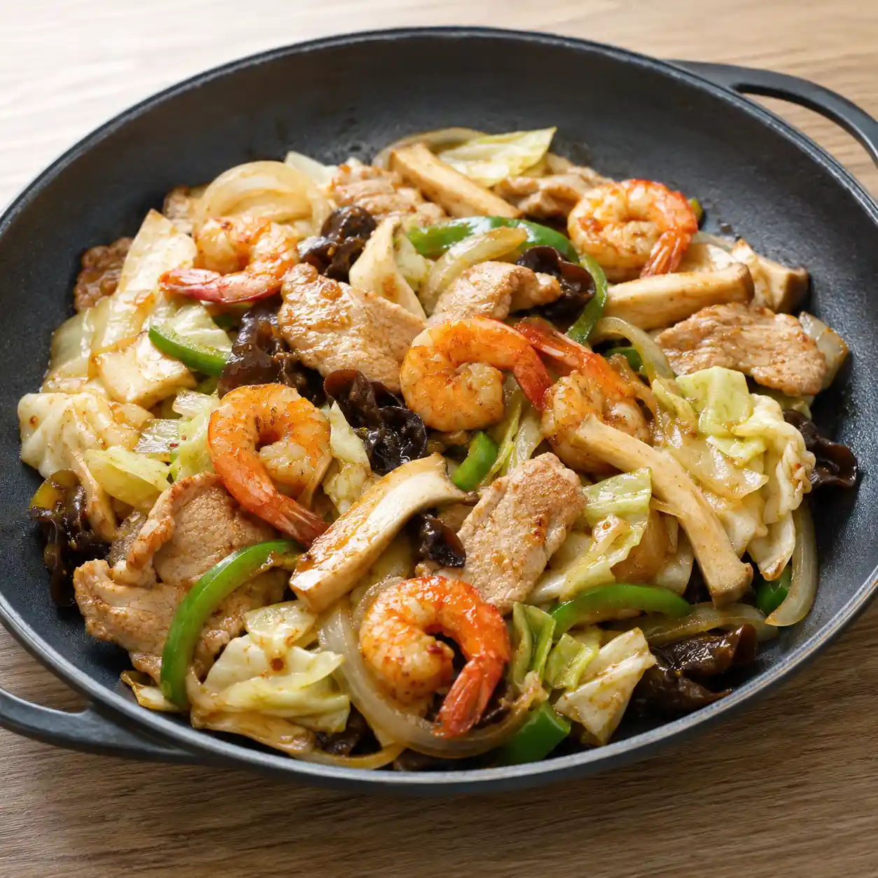 沙茶風瘦肉蝦仁乾鍋