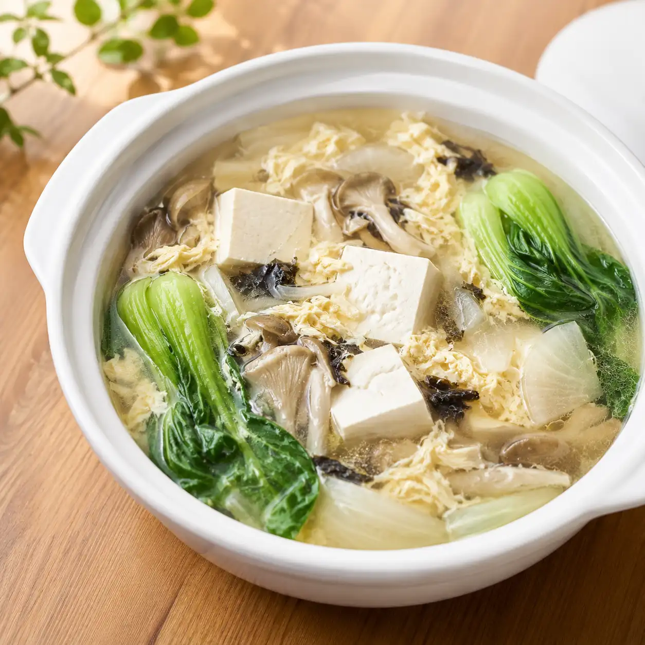 青江菜豆腐蛋花昆布鍋