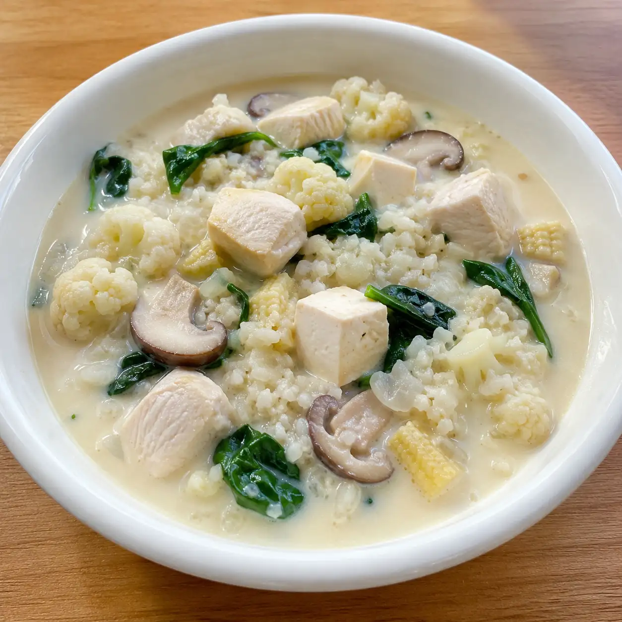 蒜香豆漿雞肉花椰米奶白鍋