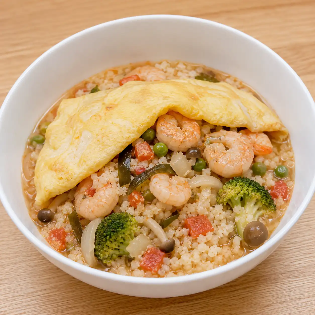 昆布蛋包蝦仁花椰米鍋飯