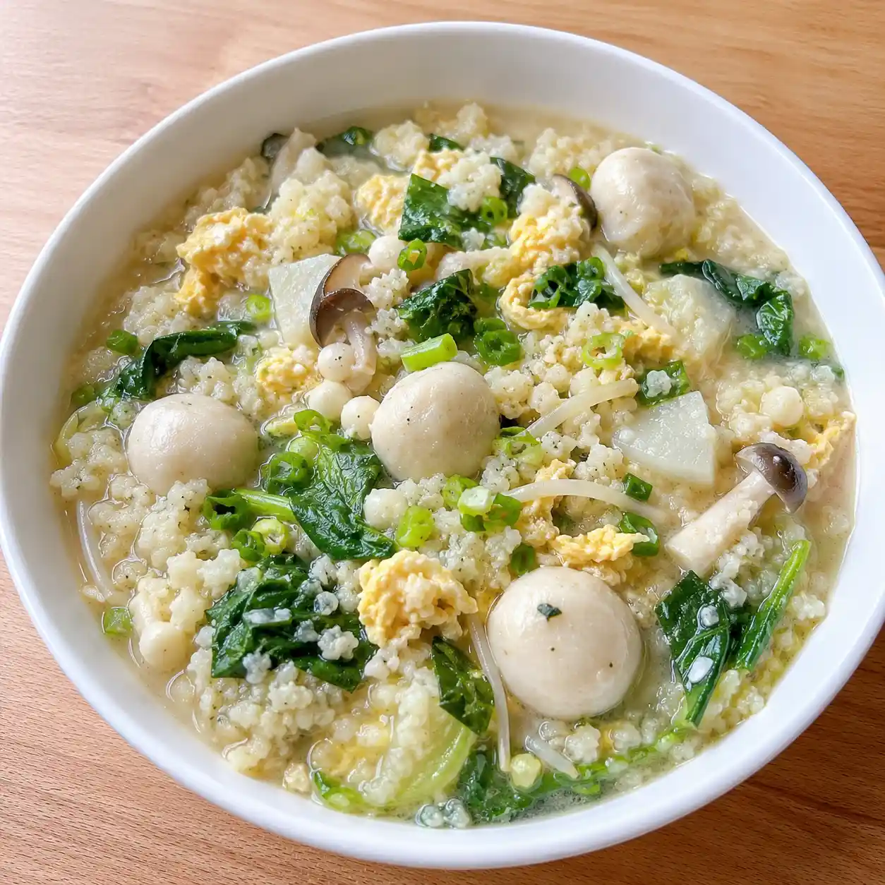 芥菜胡椒魚丸花椰米鍋飯