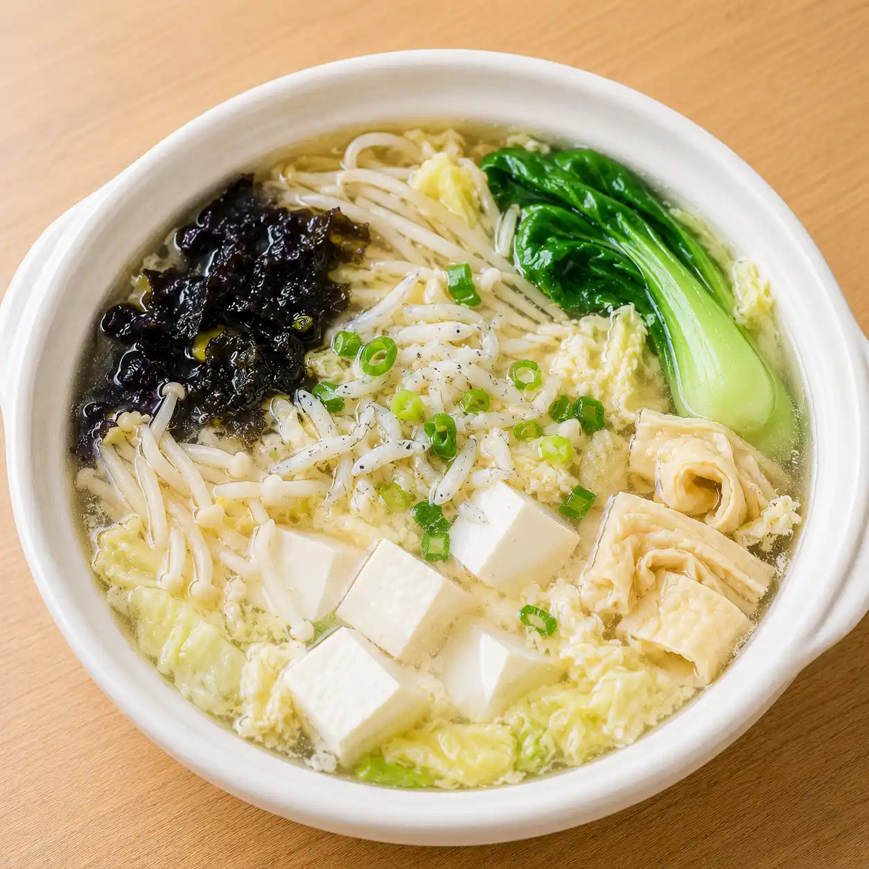 紫菜吻仔魚豆腐豆皮蛋花鍋