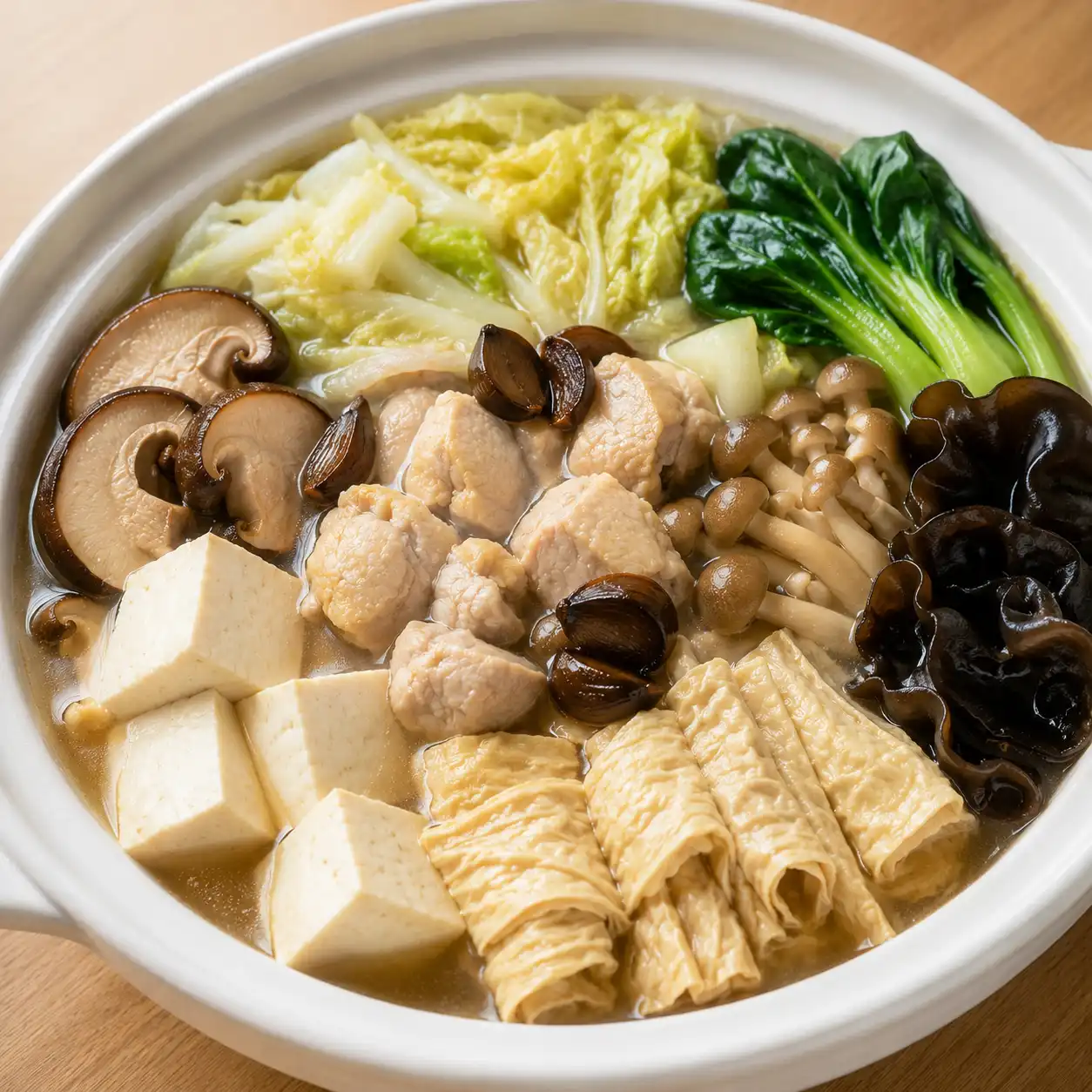 黑蒜雞湯豆腐豆皮菇菇鍋