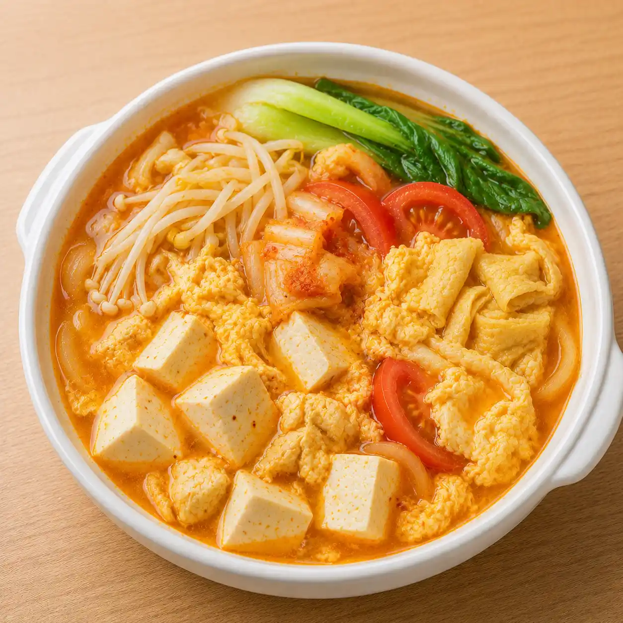 番茄泡菜雞蛋豆腐豆皮鍋