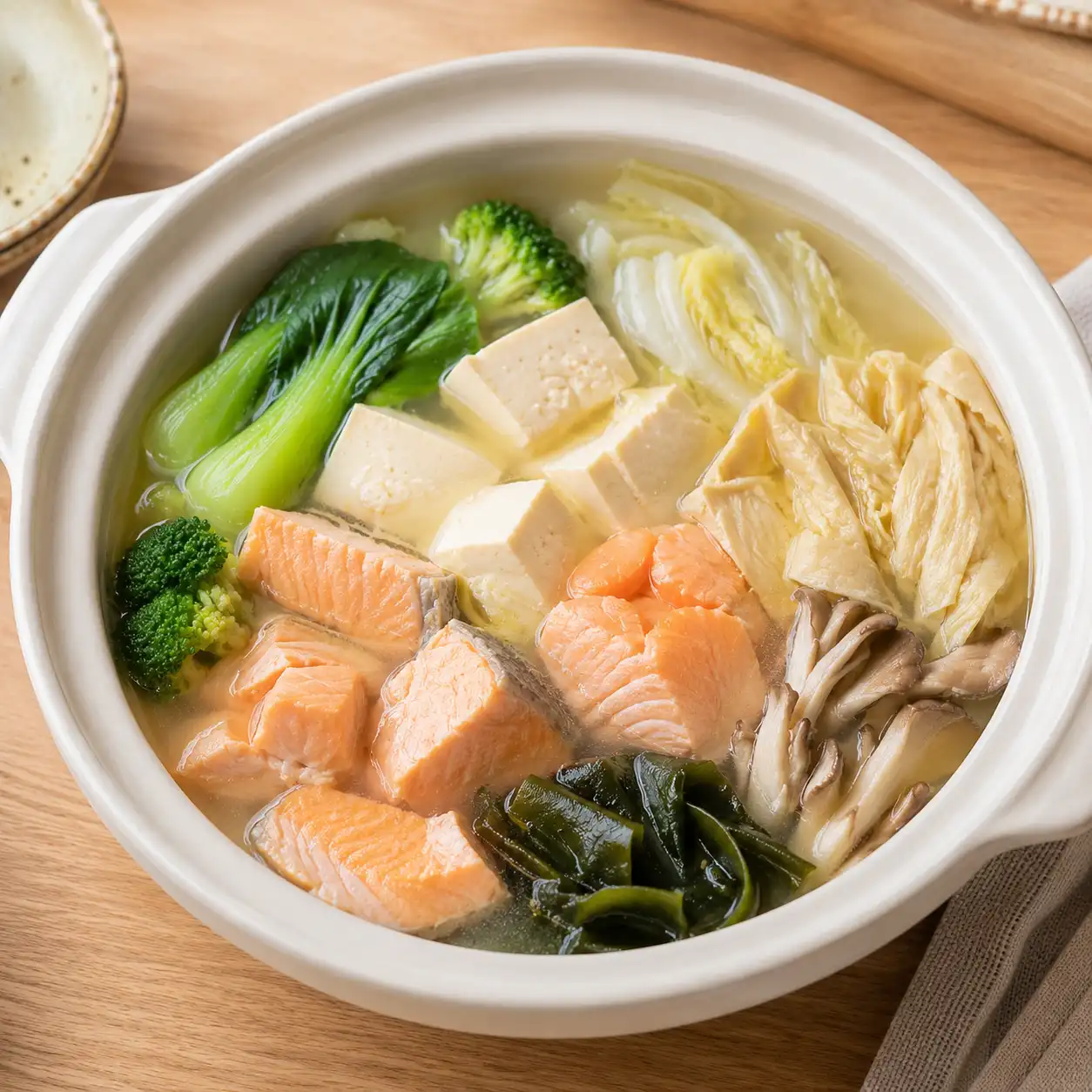 味噌鮭魚豆腐豆皮蔬菜鍋