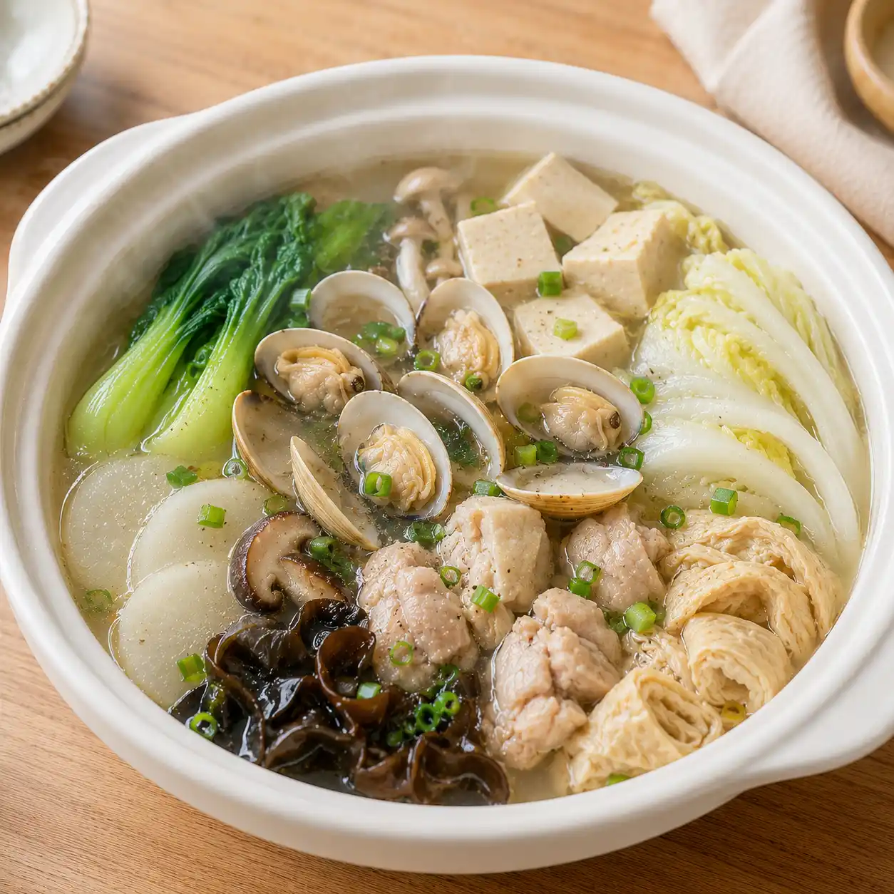 胡椒蛤蜊雞腿豆腐豆皮鍋