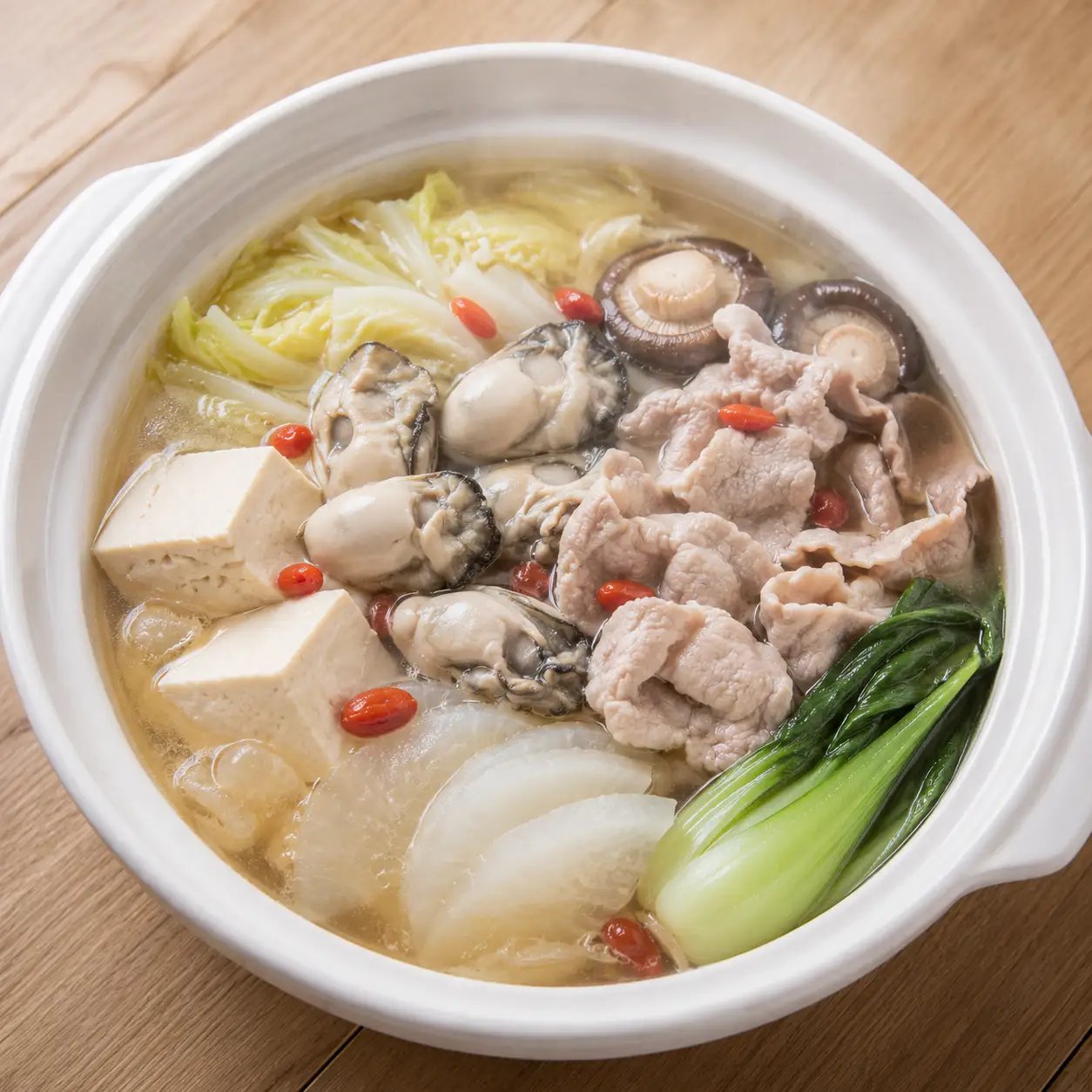 清燉藥膳鮮蚵豆腐肉片鍋