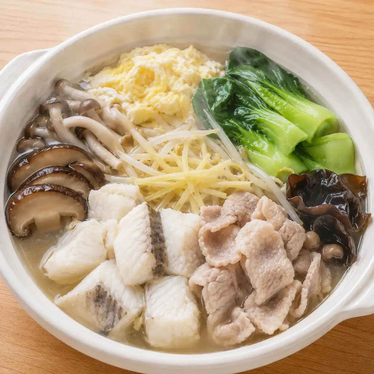 薑絲豬里肌鱈魚菇菇鍋