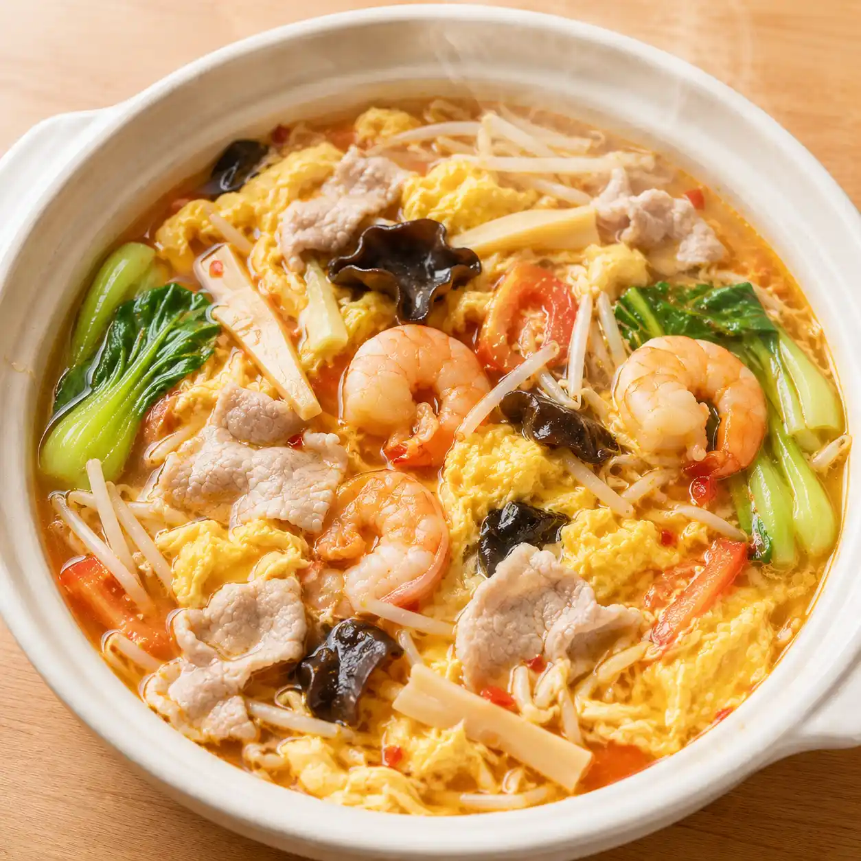 酸辣蝦仁蛋花瘦肉鍋