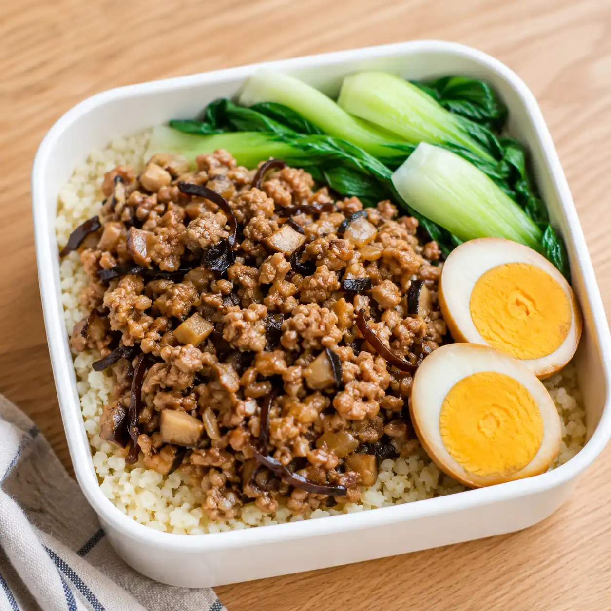 香菇瘦絞肉花椰米滷肉便當