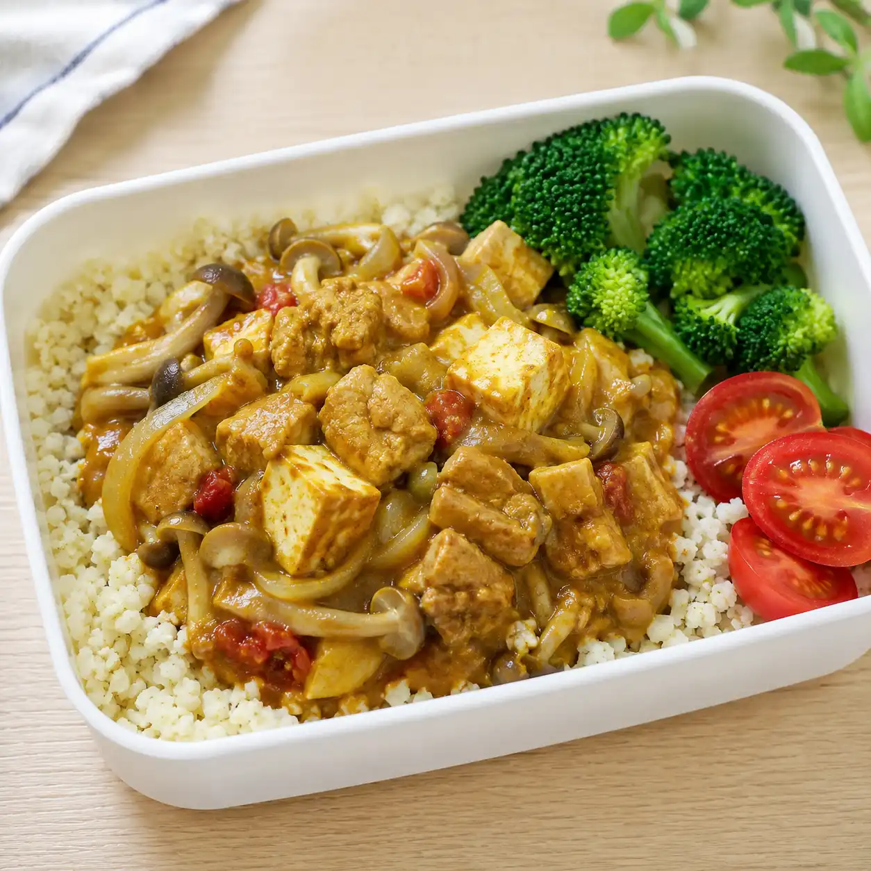 咖哩香料瘦肉花椰米便當