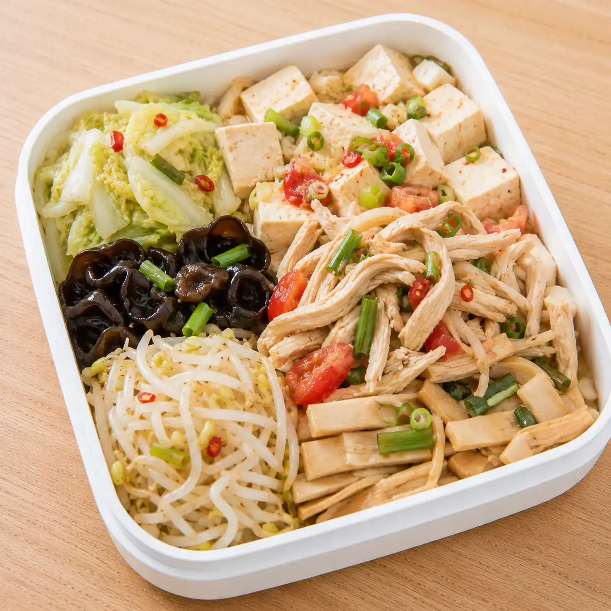 酸辣蔥燒雞絲豆腐便當