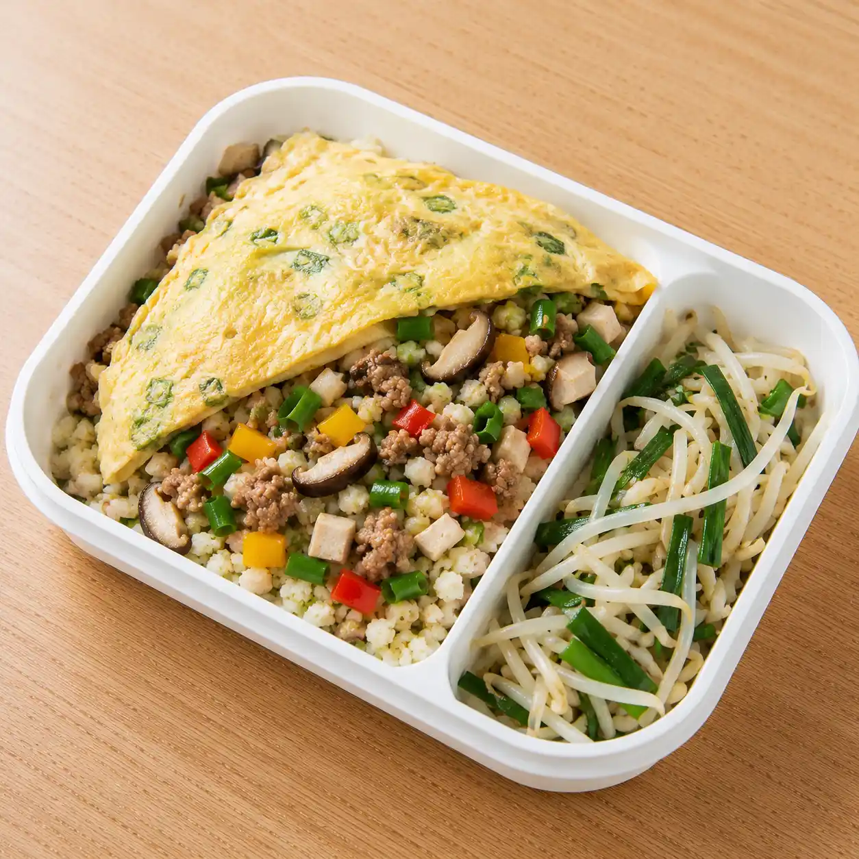 蔥燒蛋包瘦肉花椰便當