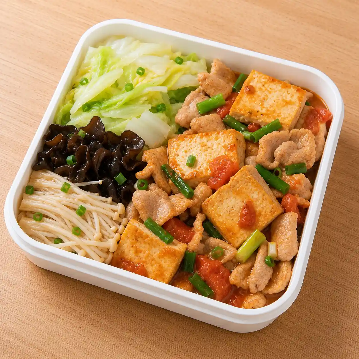 蔥燒豆腐瘦肉茄汁便當