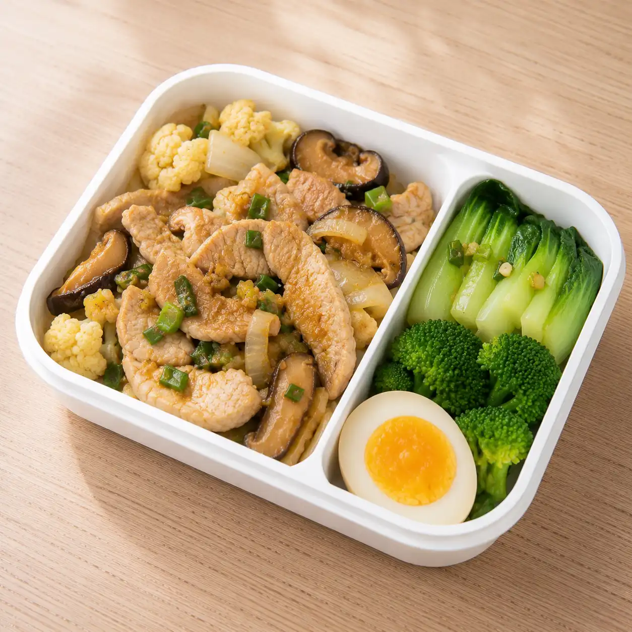 蔥燒咖哩瘦肉花椰便當