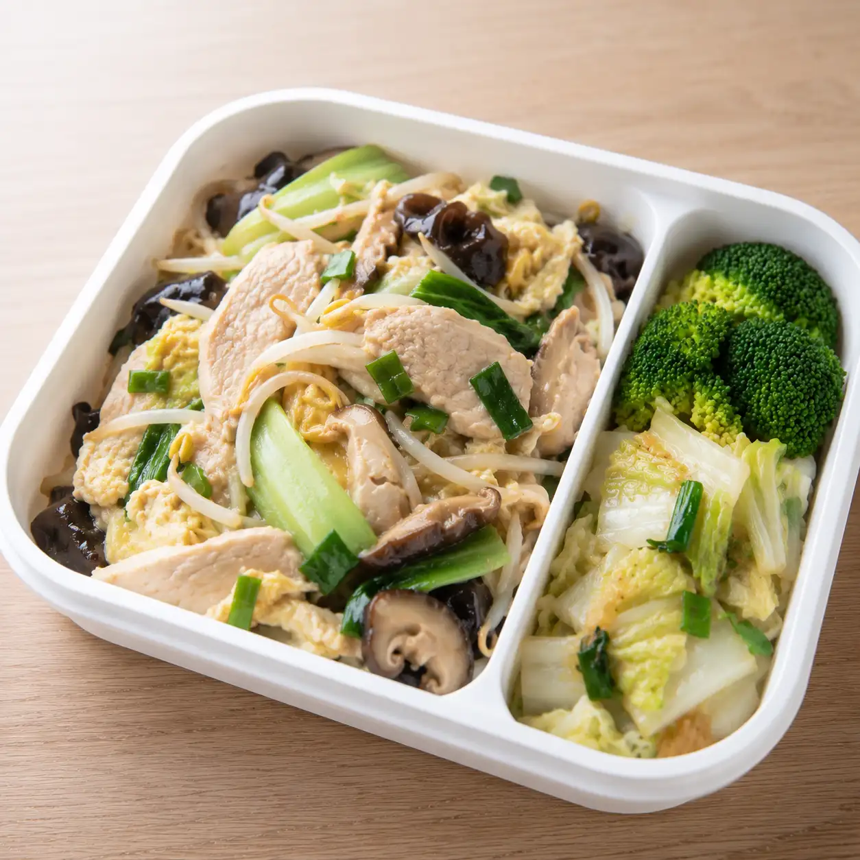 蔥燒雞肉豆芽蛋花便當