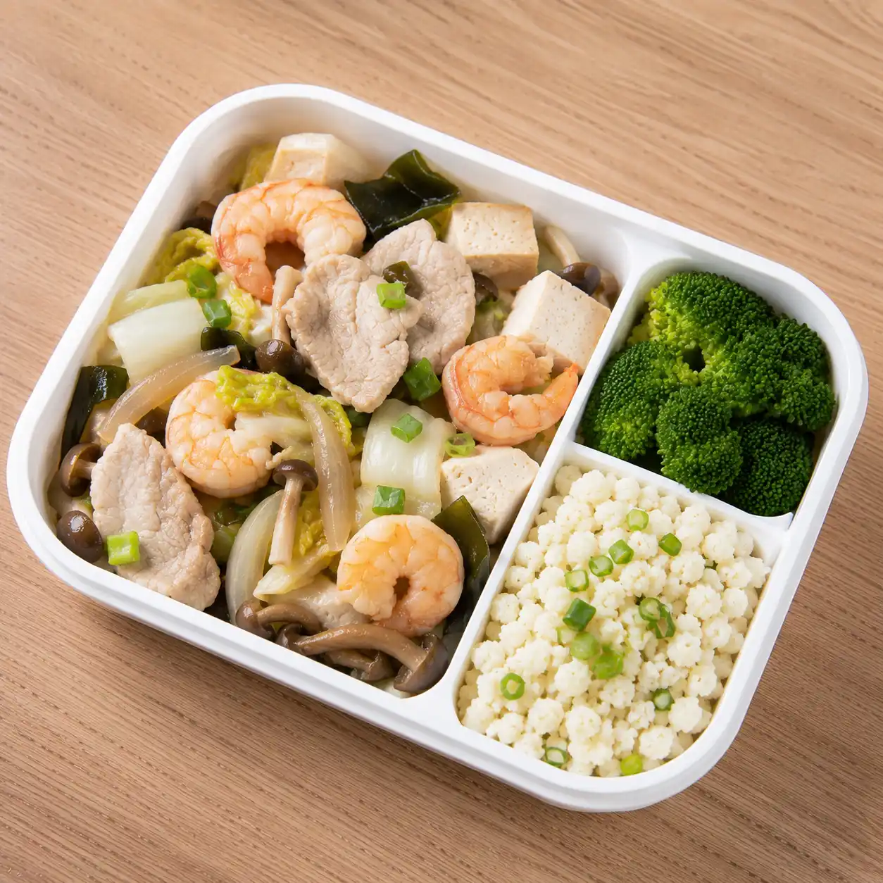 蔥燒海鮮瘦肉白菜便當