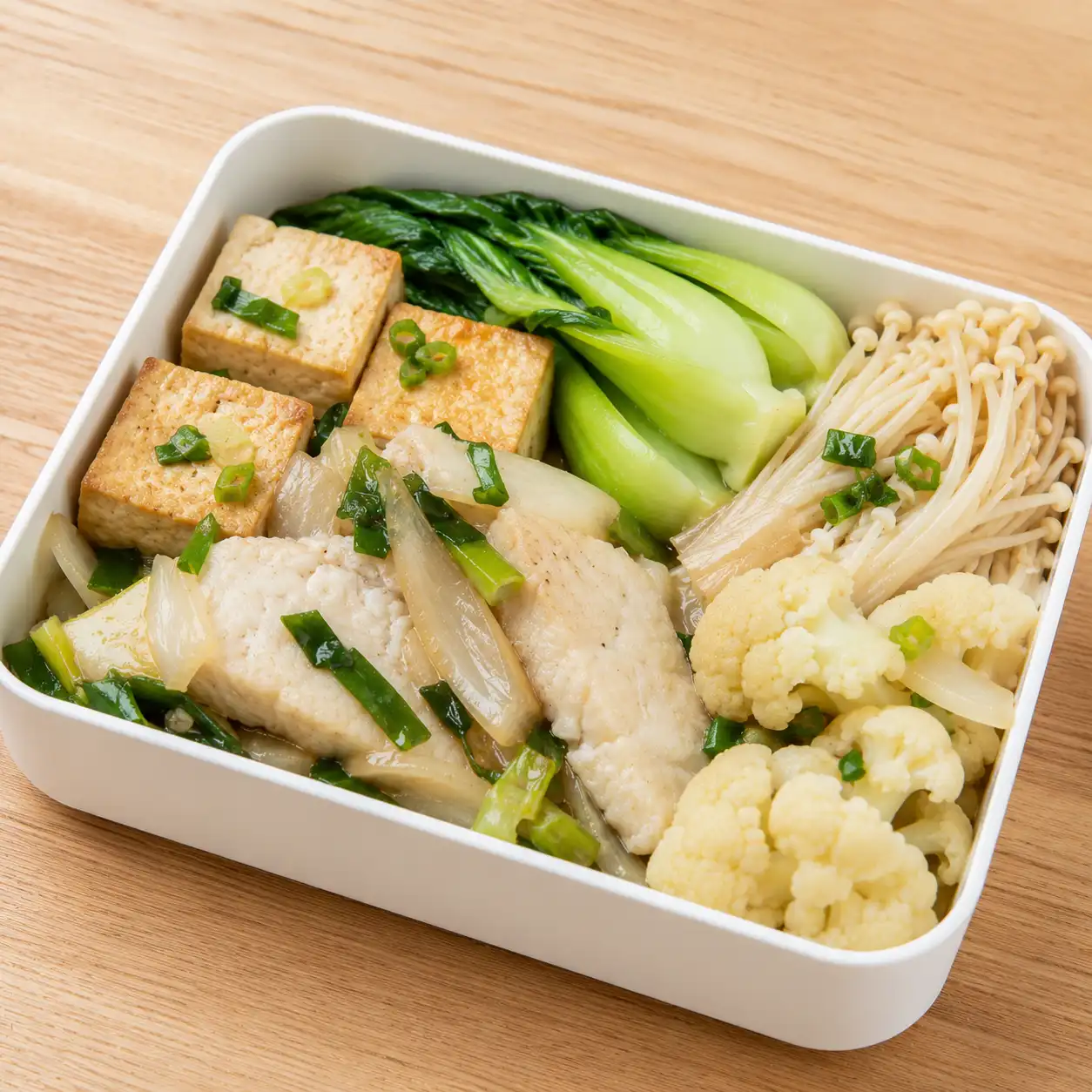 蔥燒魚片豆腐低醣便當