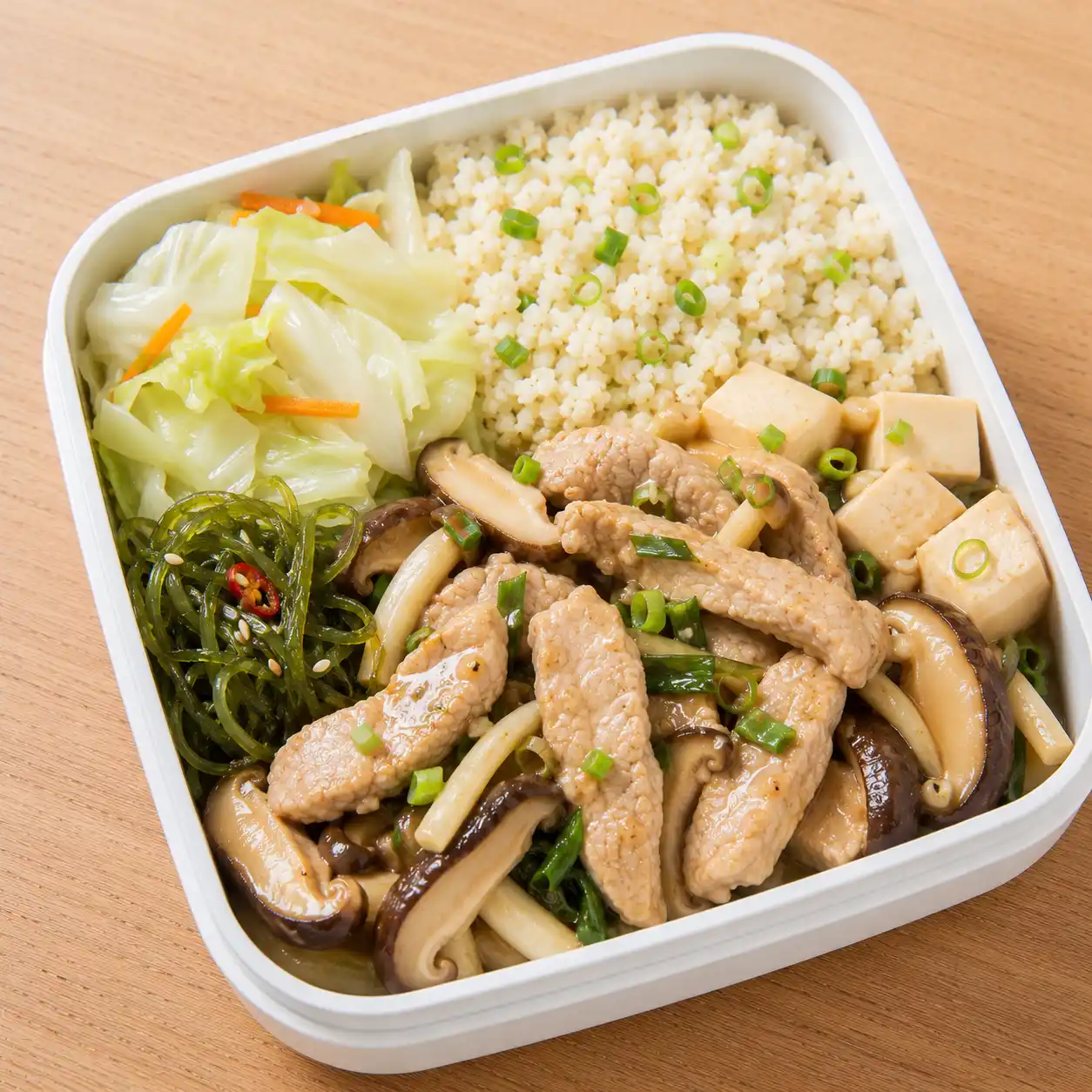 蔥燒味噌瘦肉菇菇便當
