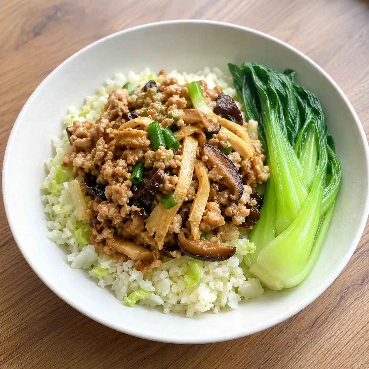 蔥燒豆皮雞肉燥花椰米