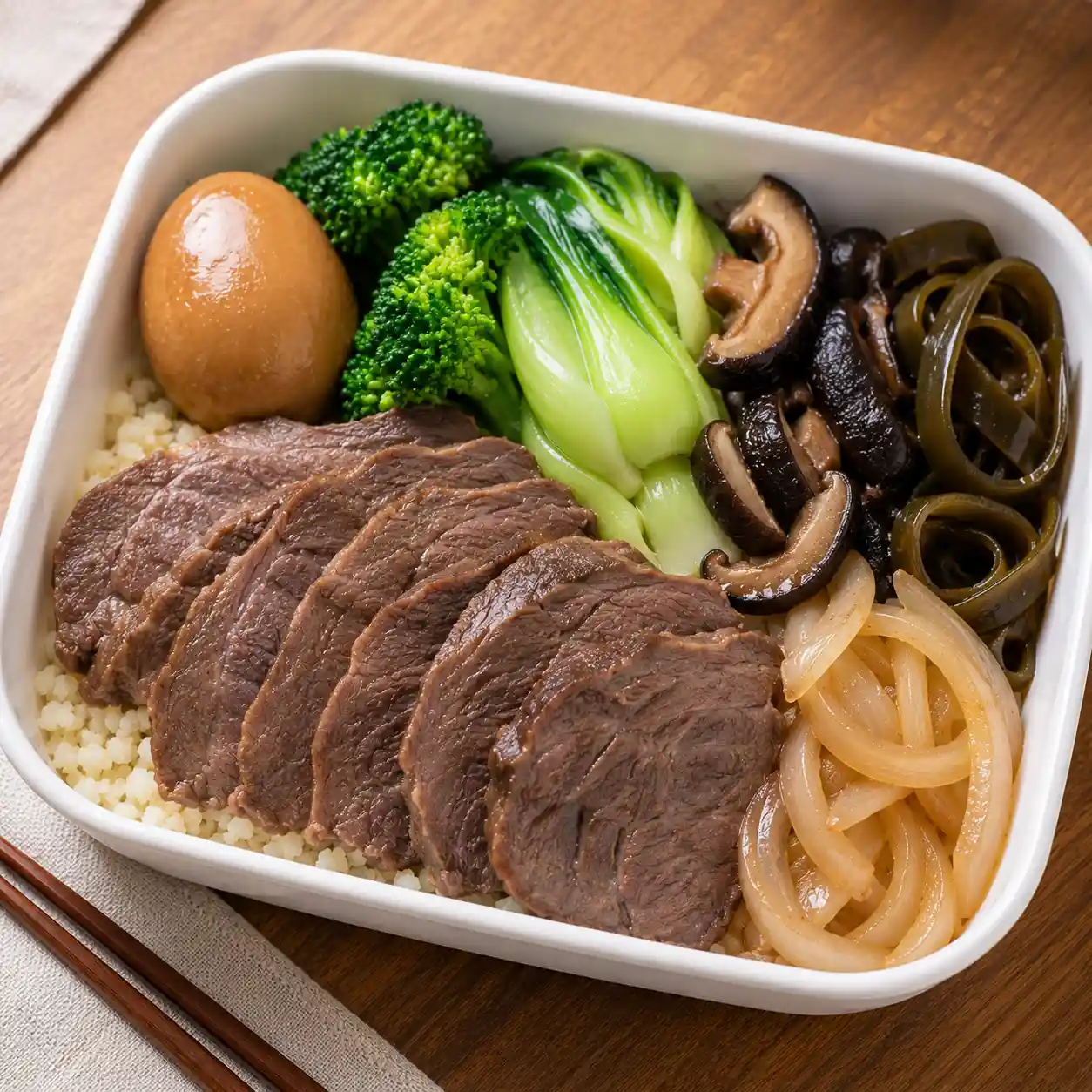 蒜香滷牛腱蔬菜半飯盒