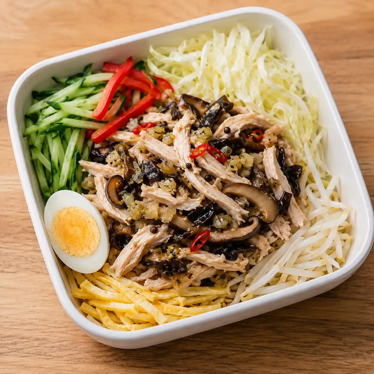 椒麻香菇瓜仔雞絲菜盒