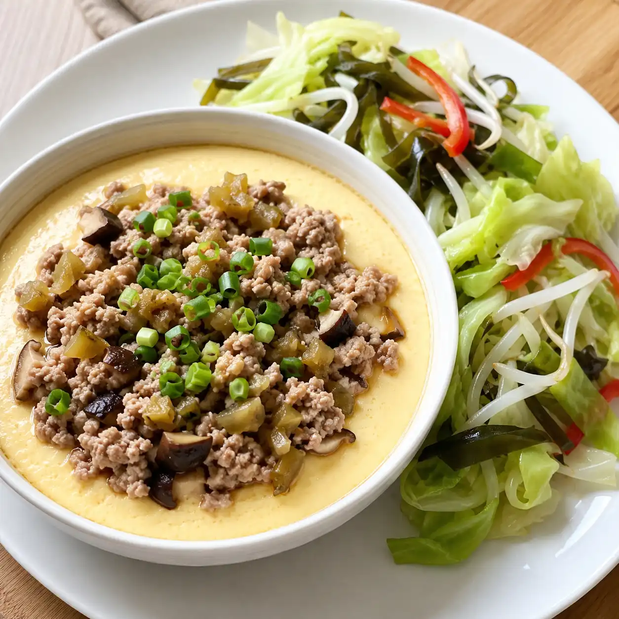 香菇瓜仔肉蒸蛋高麗菜盤