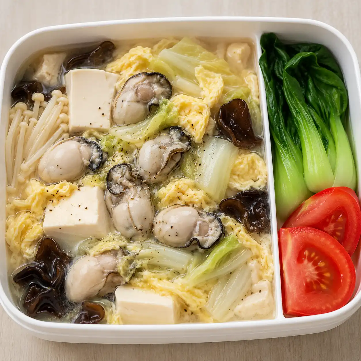 胡椒鮮蚵豆腐菜盤盒