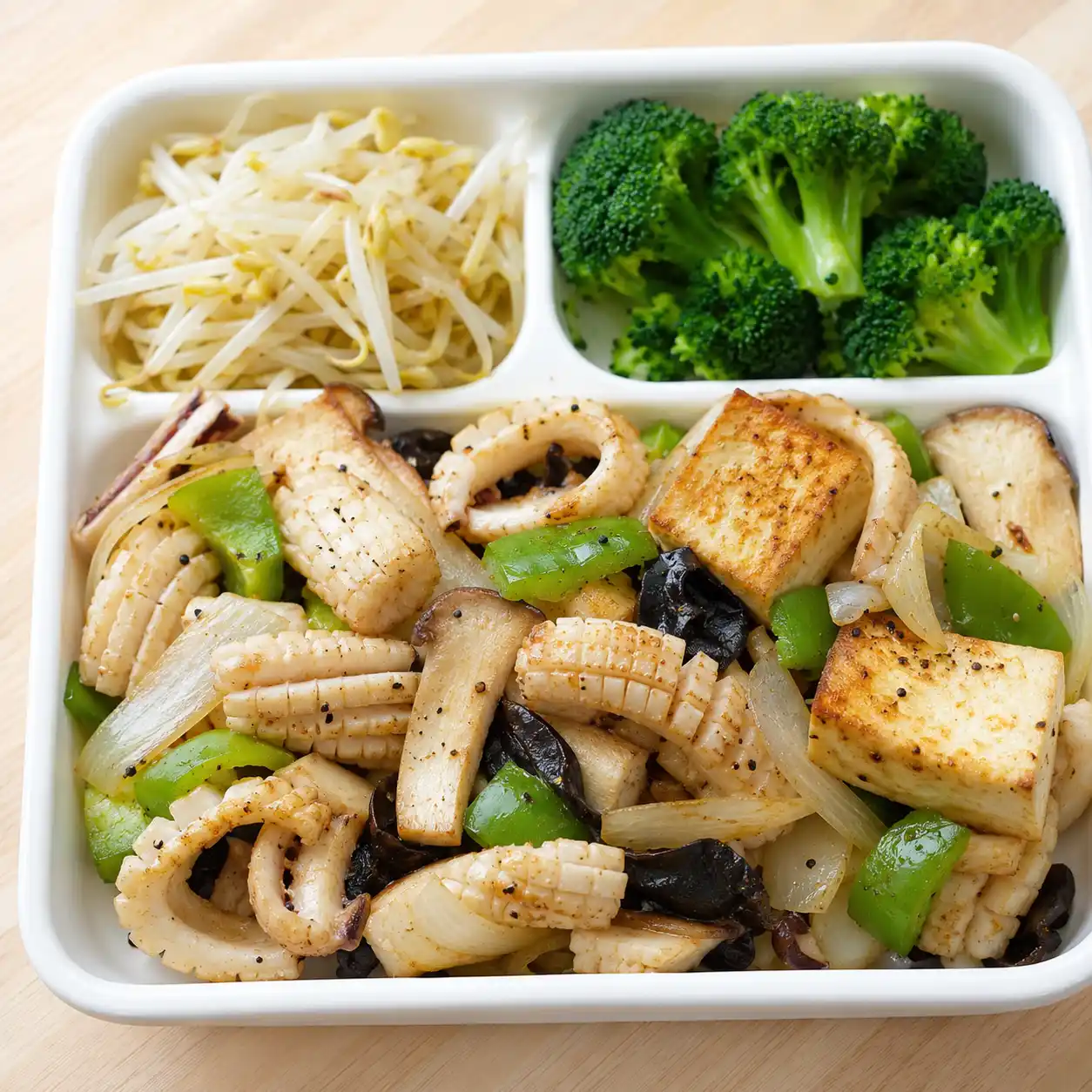 椒鹽魷魚豆腐菜盤盒