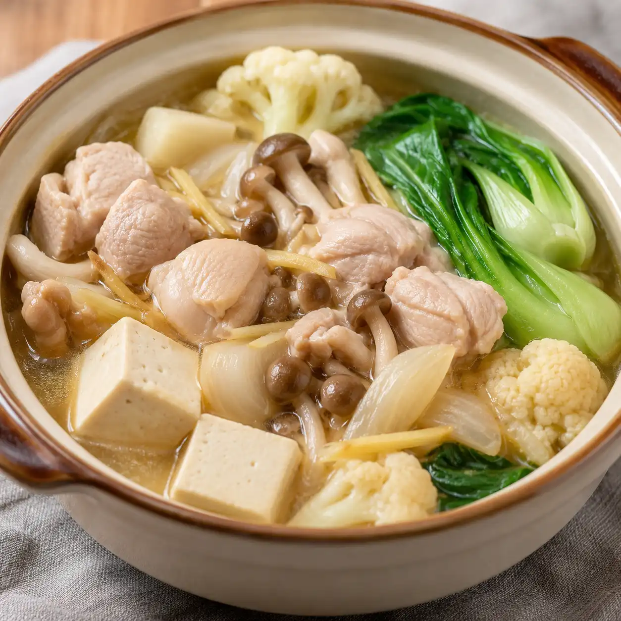 麻油薑香雞腿豆腐煲