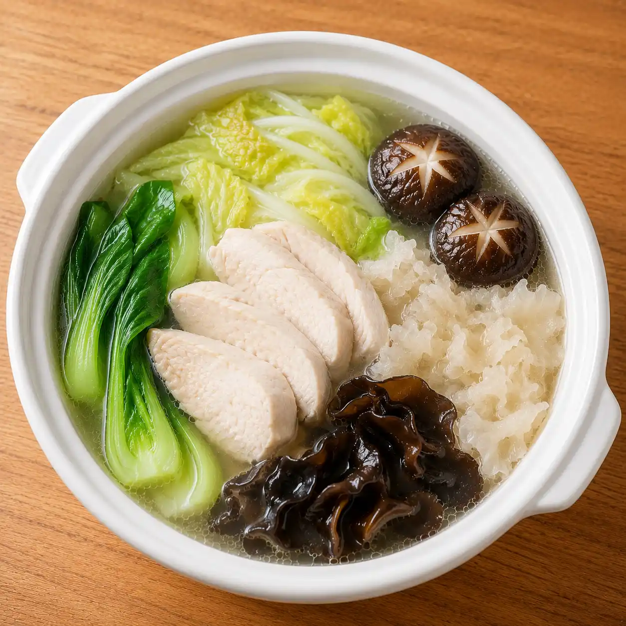 竹笙雞胸清燉菇菜湯