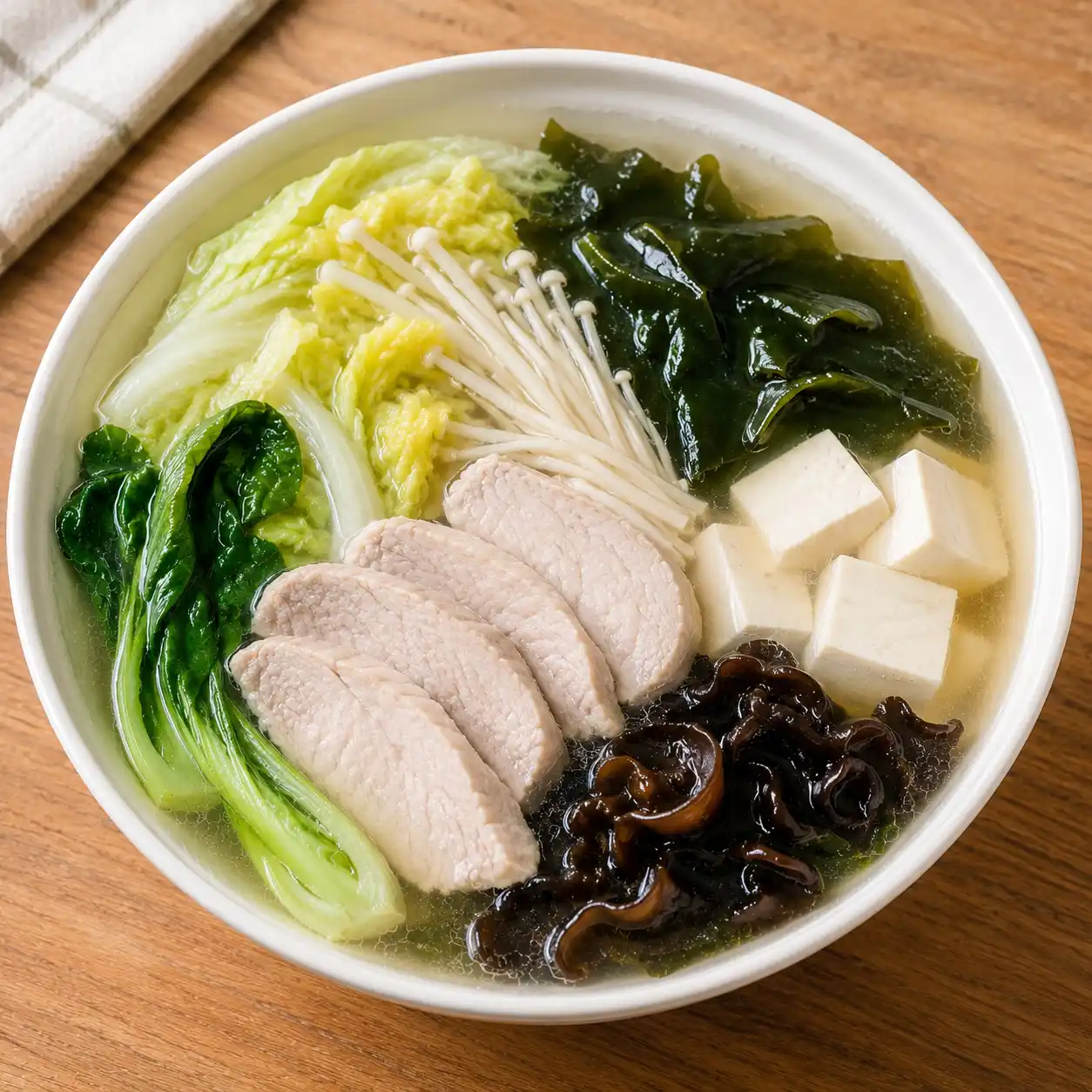 海帶芽豬里肌豆腐清湯