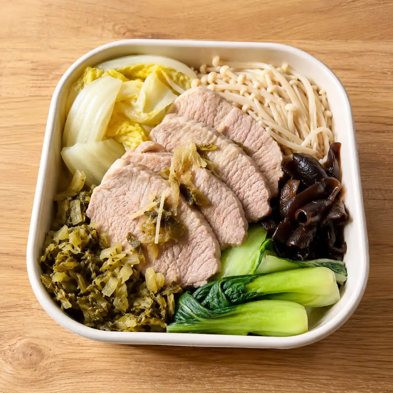 酸菜里肌金針菇耐放煲盒