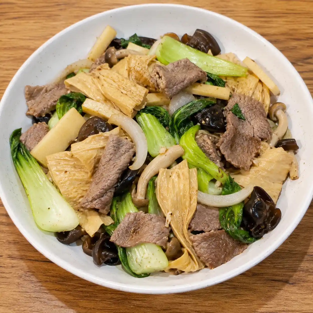 蒜香孜然瘦牛豆皮高纖炒