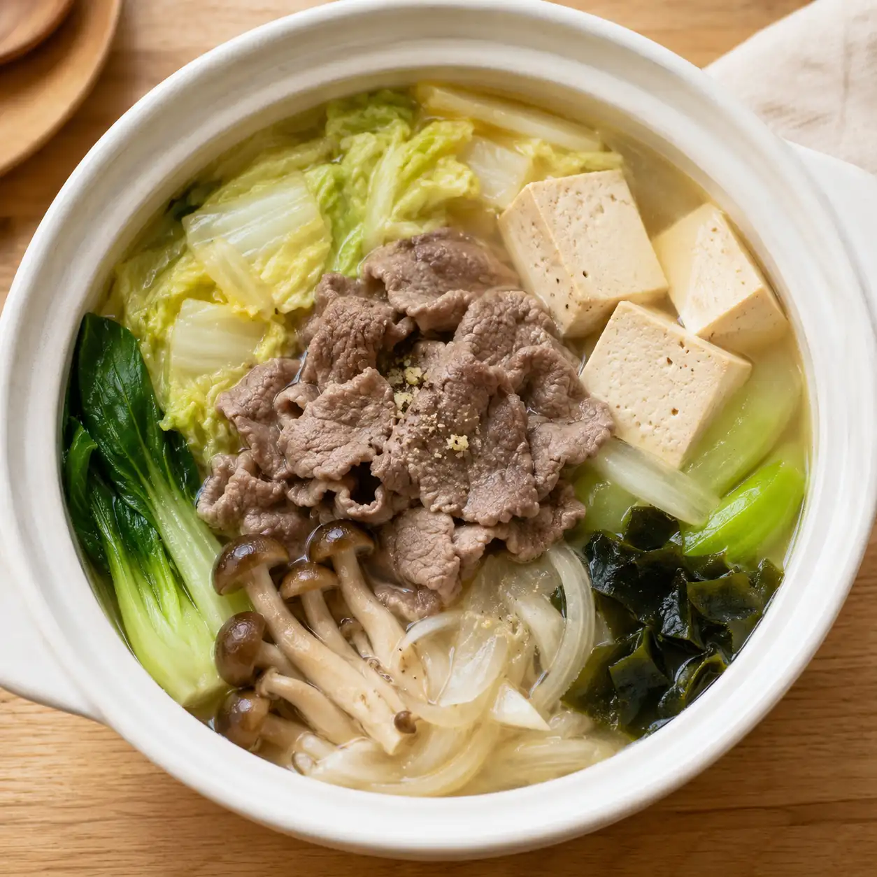 白胡椒瘦牛豆腐菇菜鍋