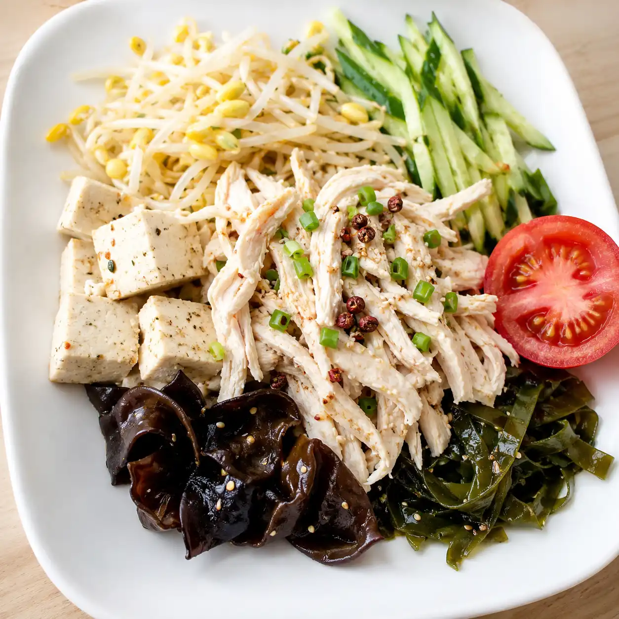 椒麻雞胸豆腐黃豆芽冷拌
