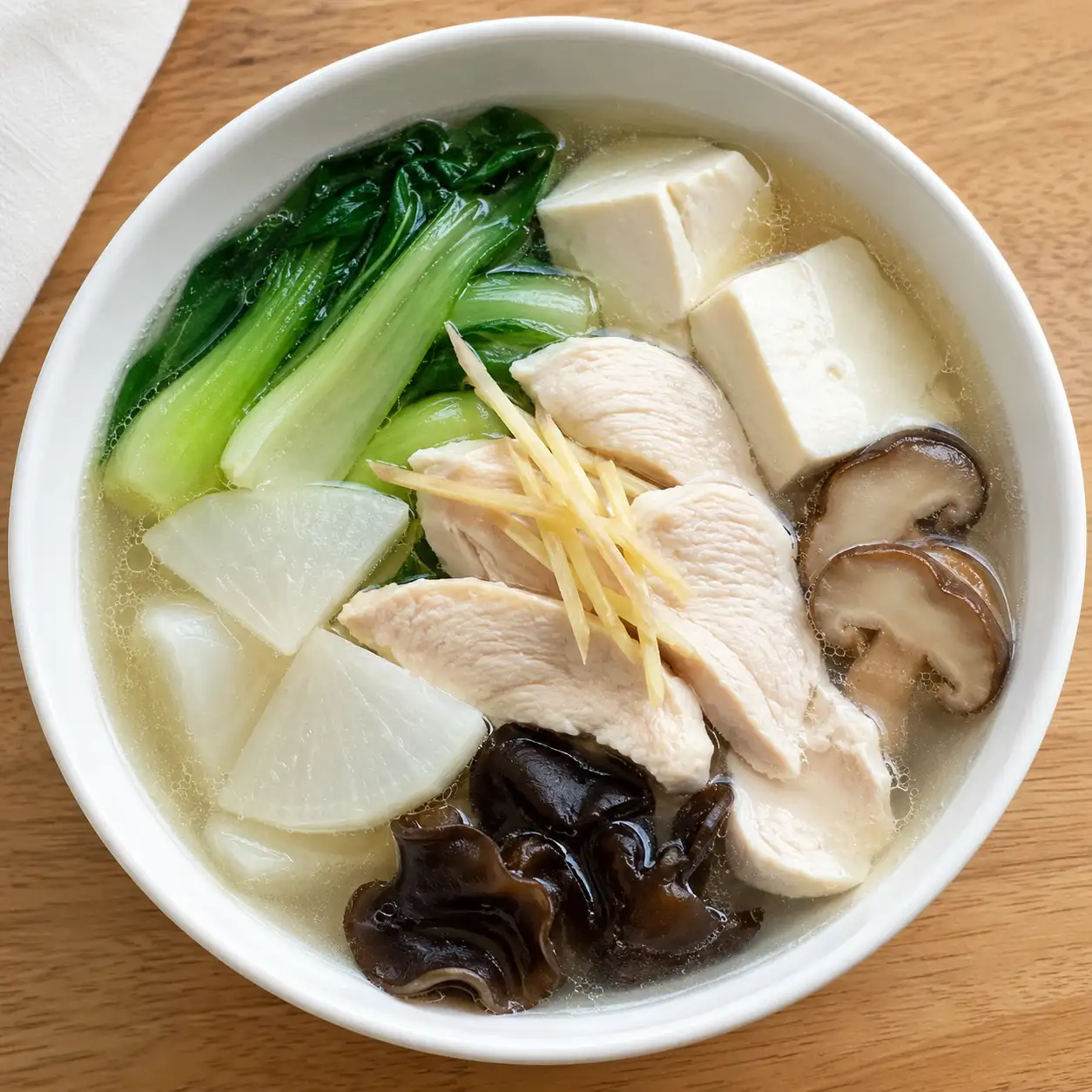 薑絲雞胸嫩豆腐清湯