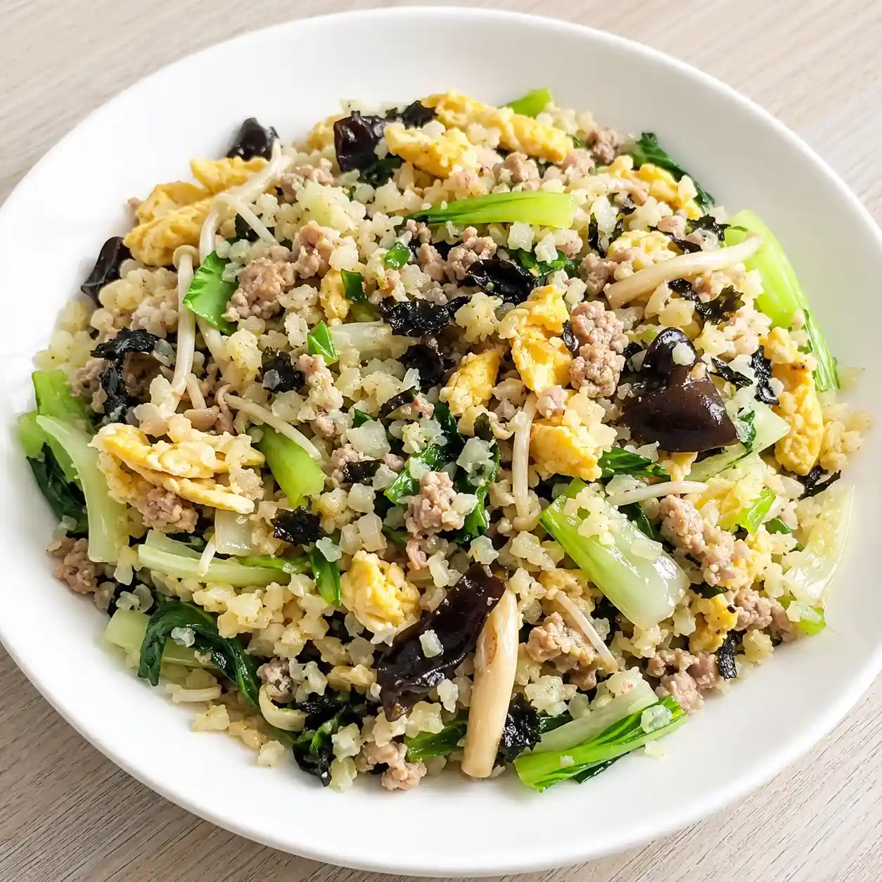紫菜蛋香瘦豬肉末花椰炒飯