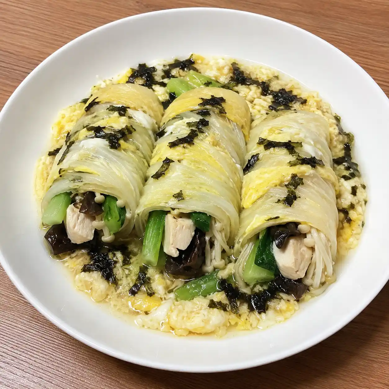 紫菜蛋香雞胸白菜捲