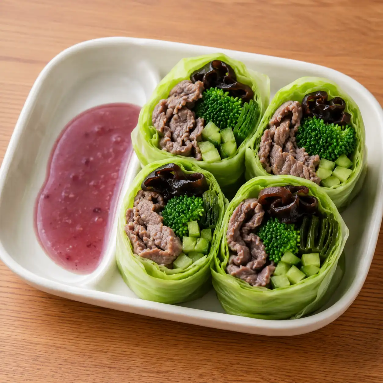 梅醋牛肉青花生菜捲