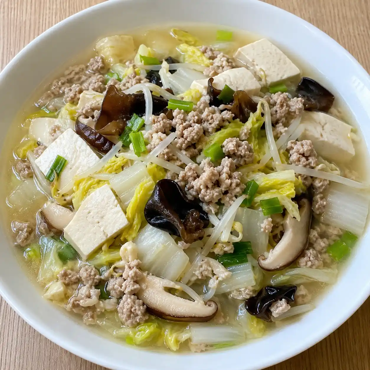 麻香瘦絞肉白菜豆腐煮