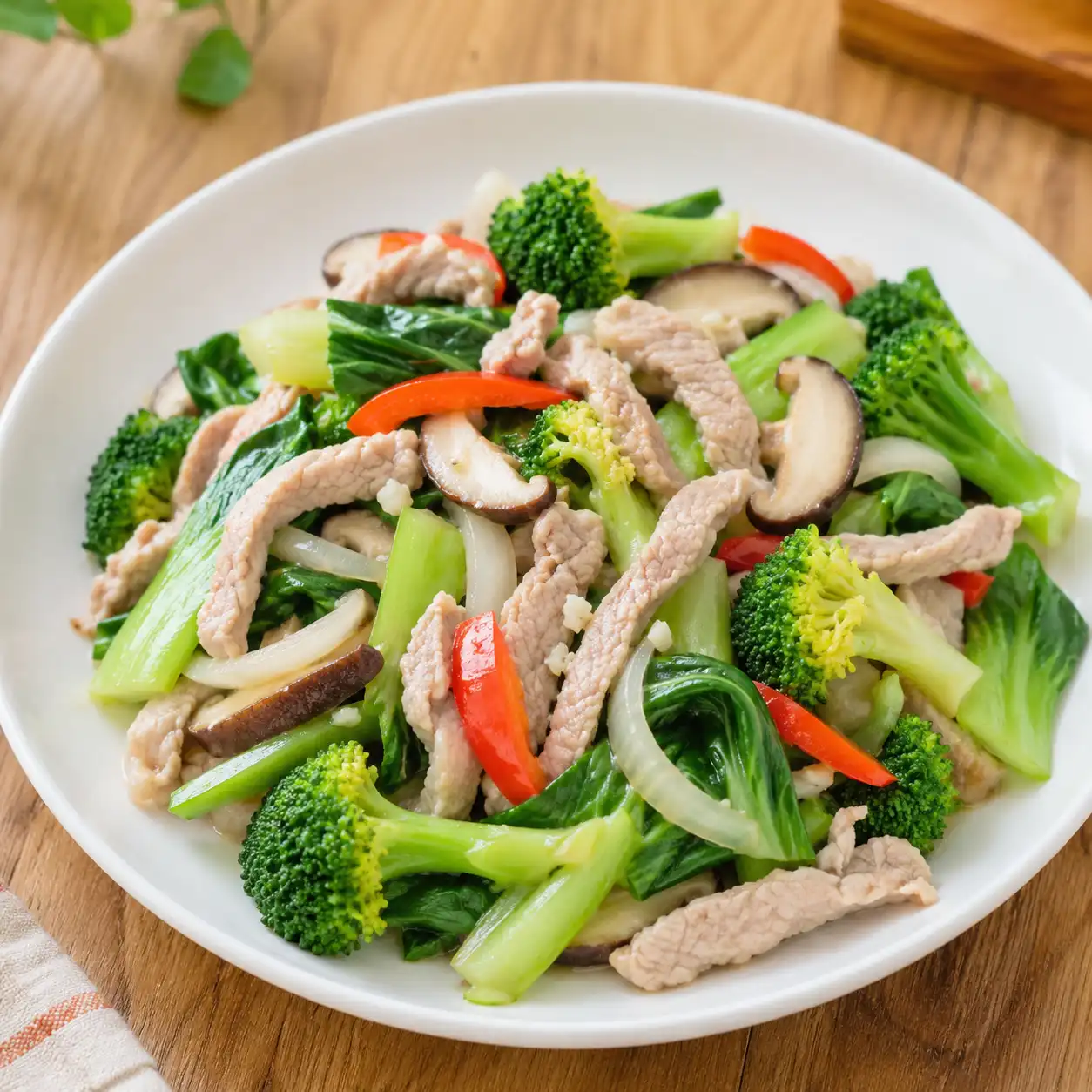 蒜香瘦肉絲花椰快炒