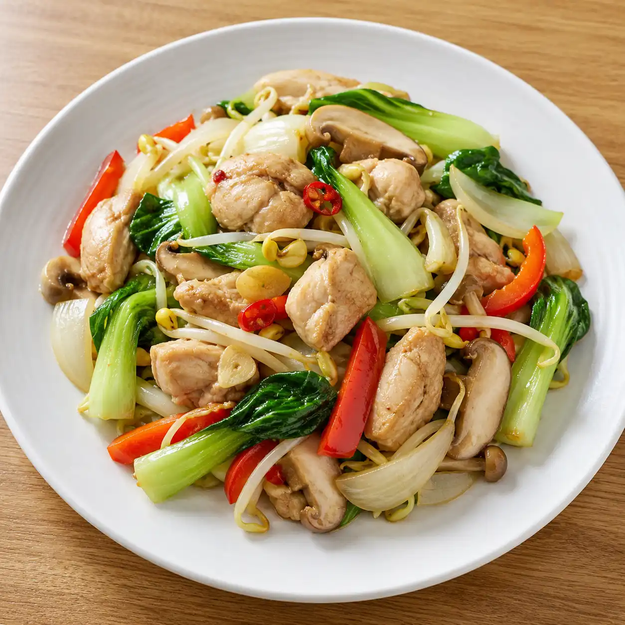 酸香蒜辣雞腿青江菜炒