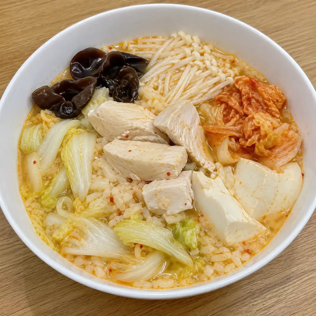 泡菜雞胸豆腐湯飯感