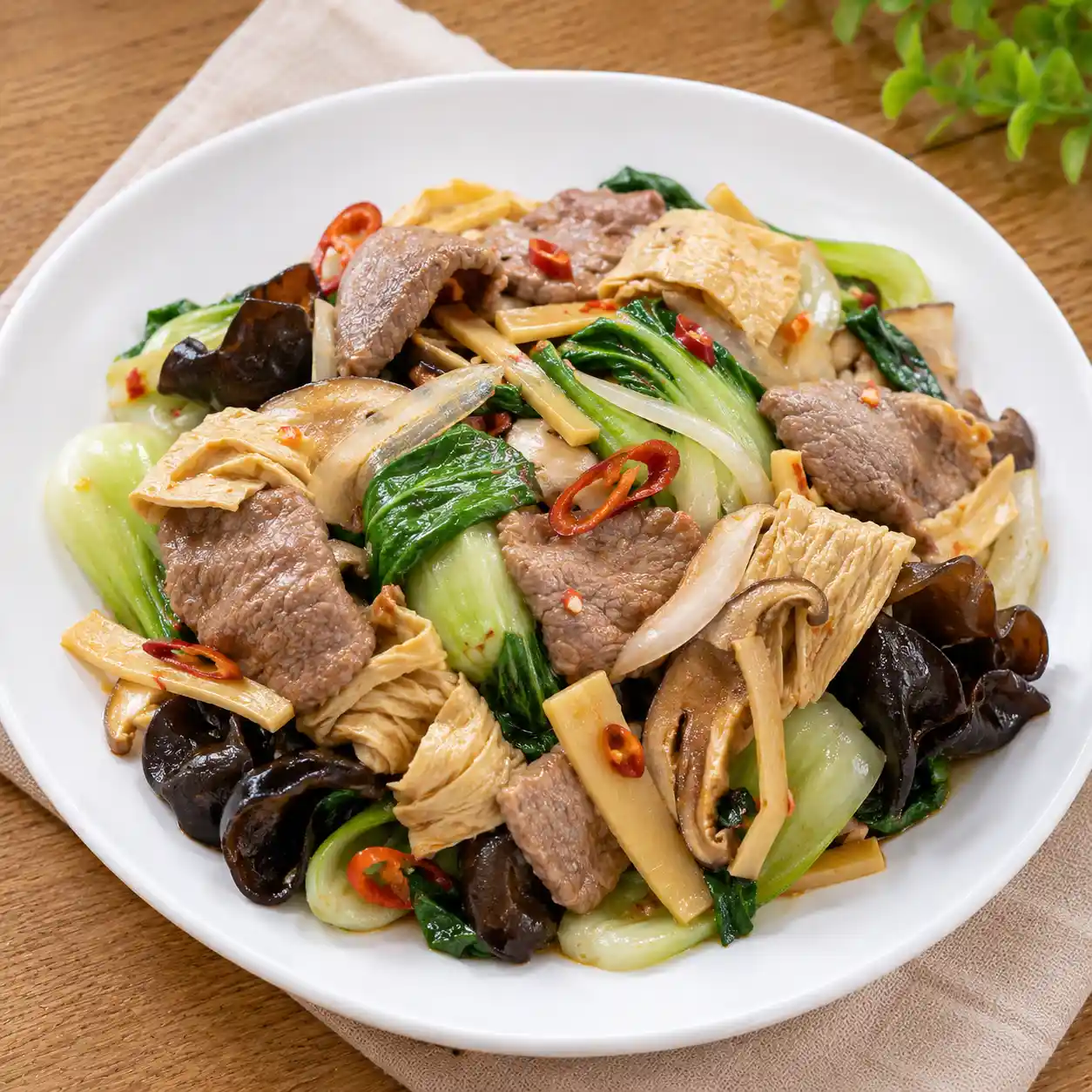 酸辣牛肉豆皮高纖炒