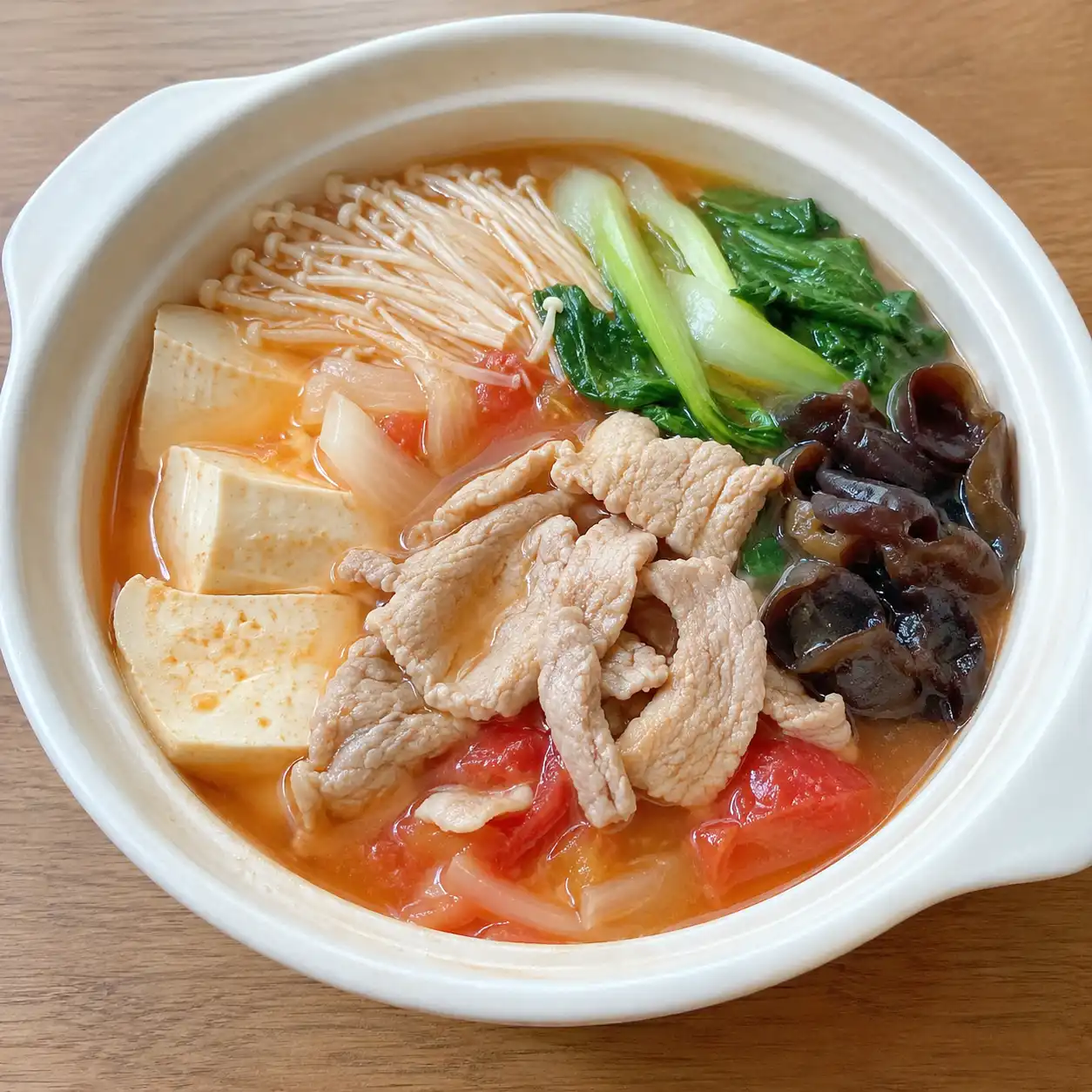 番茄酸香豬里肌豆腐煲