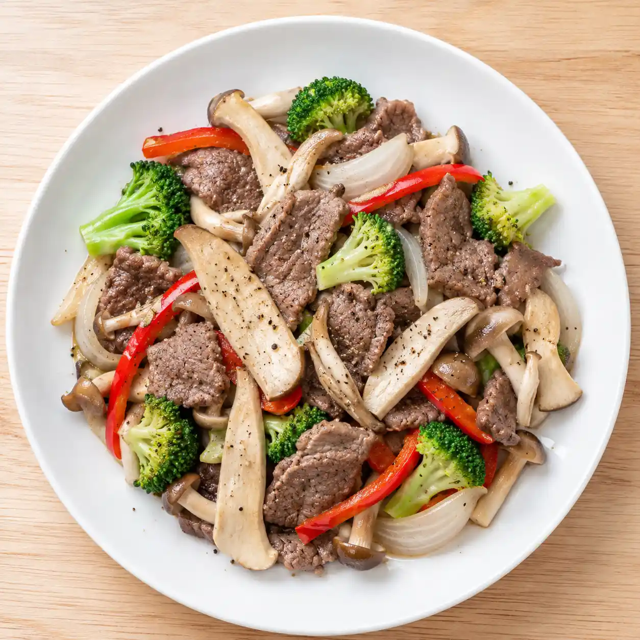 黑胡椒瘦牛肉雙菇炒
