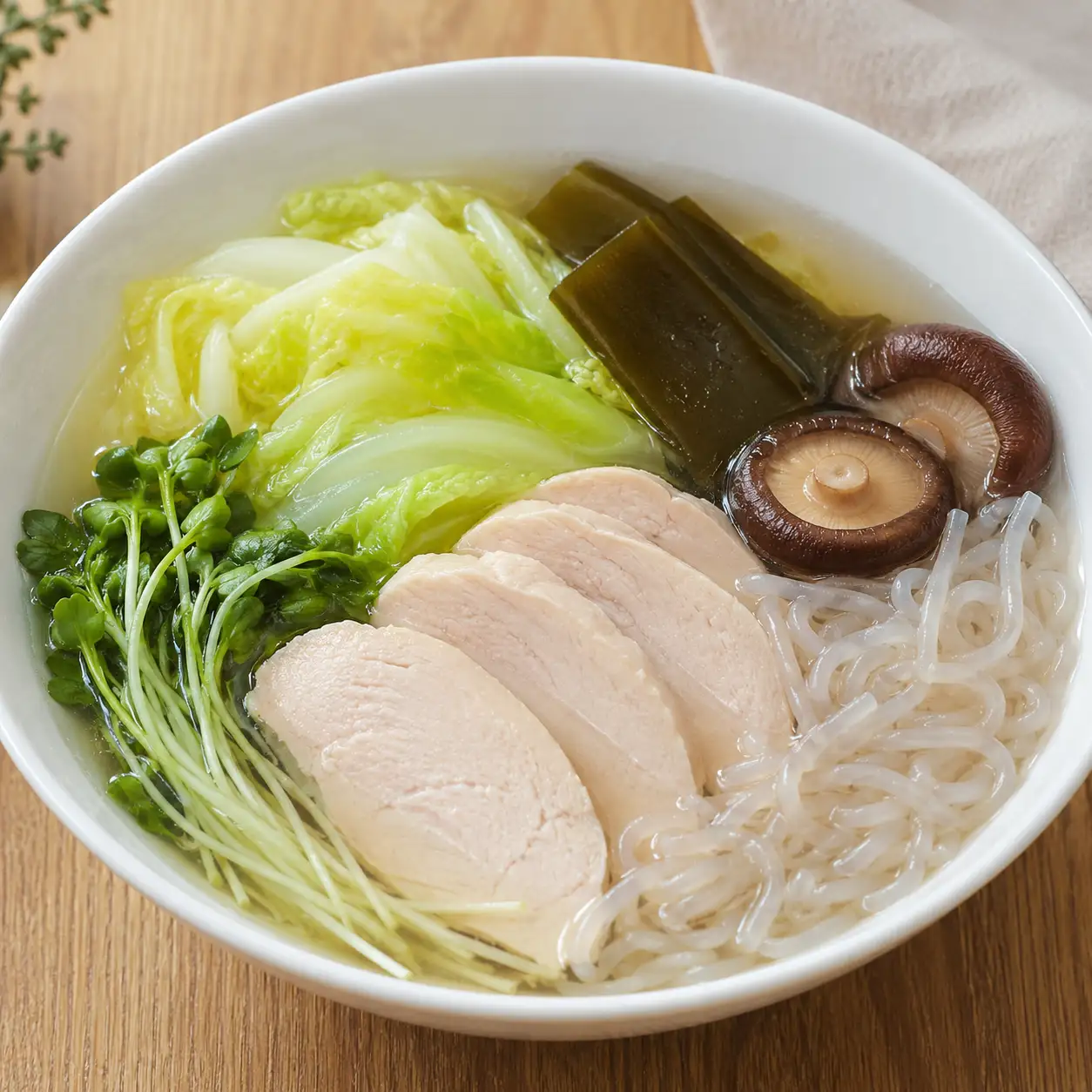 昆布火雞胸蒟蒻菇菜湯麵