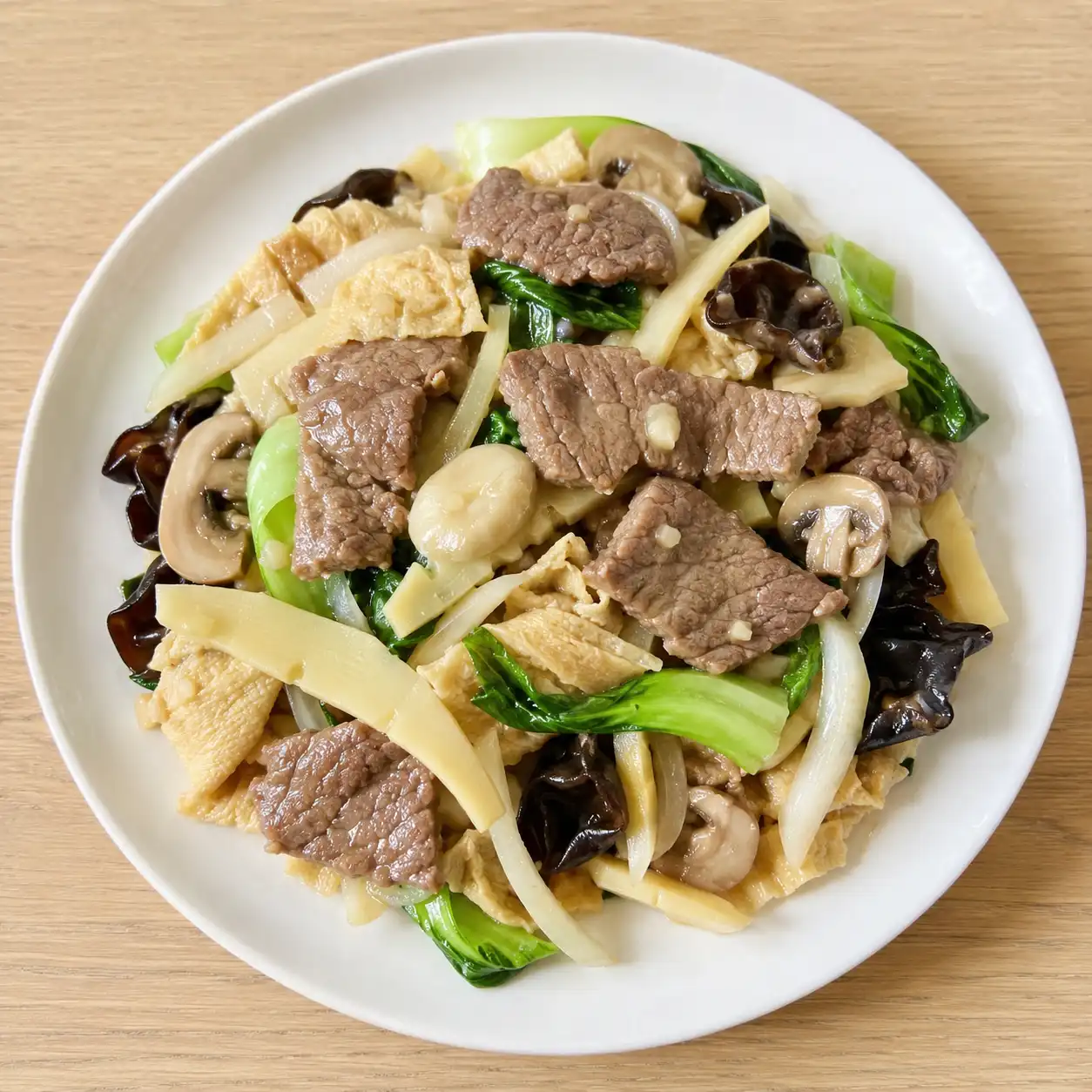 蒜香瘦牛豆皮筍絲高纖炒
